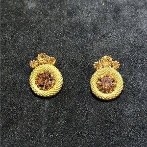 Elegant Gold and Brown Earrings